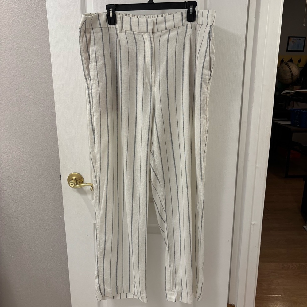 Old Navy Taylor Extra High-Rise Wide-Leg White Pant Black Stripe size XL